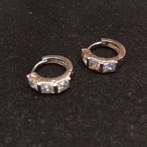 small silver cz hoops